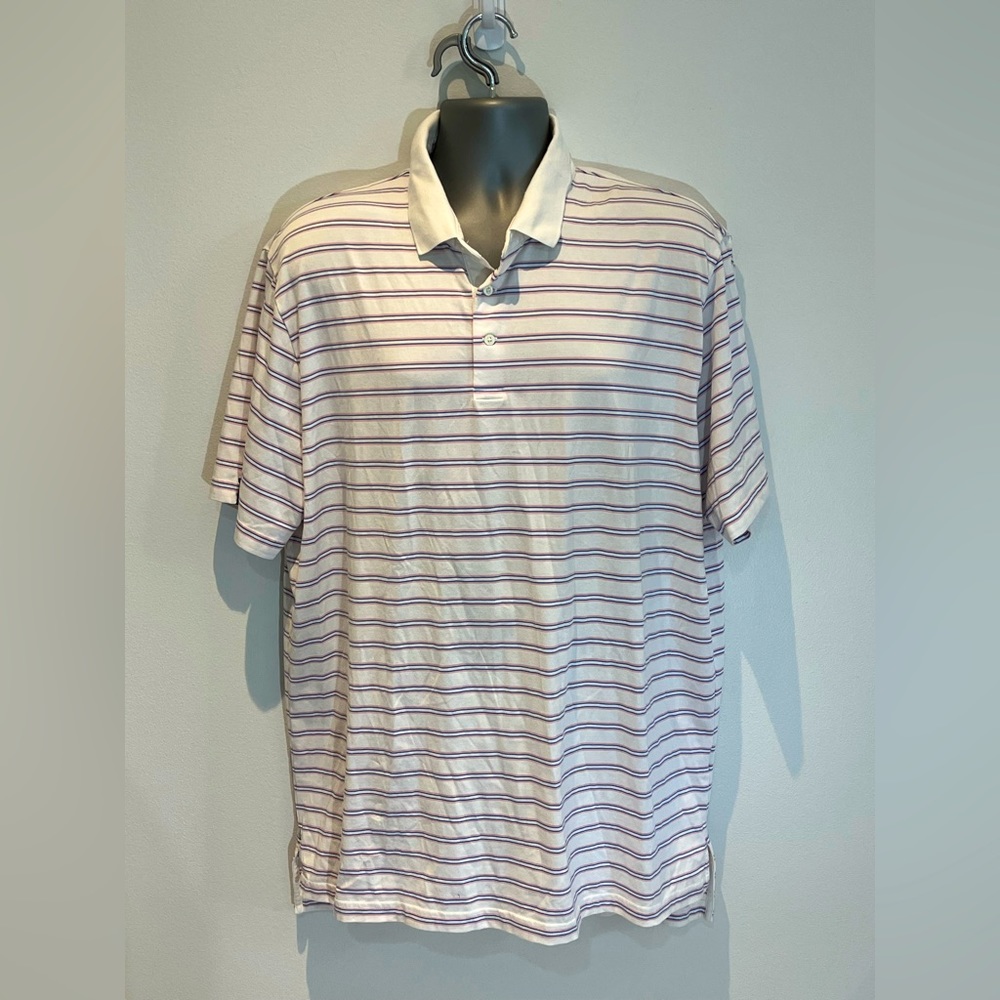 Polo Golf Ralph Lauren Short Sleeves‎ Striped Polo Shirt Wicking Size XL